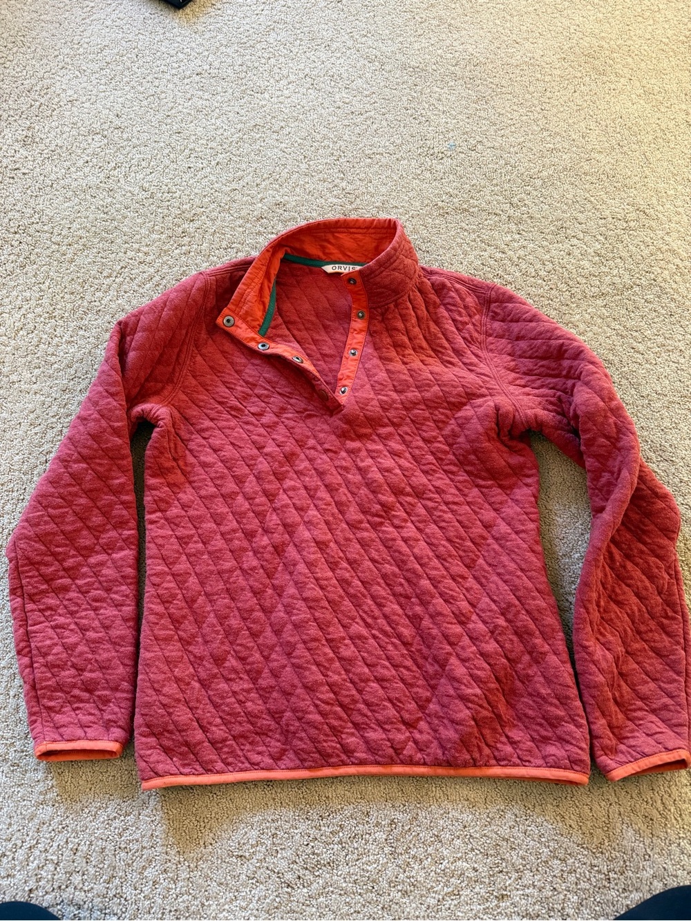 Orvis womens Quilted Red Pullover Sweater